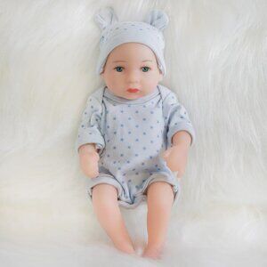 🆕10inch Full Vinyl Body Newborn Baby Doll Poseable Limbs  Blue Star Boy